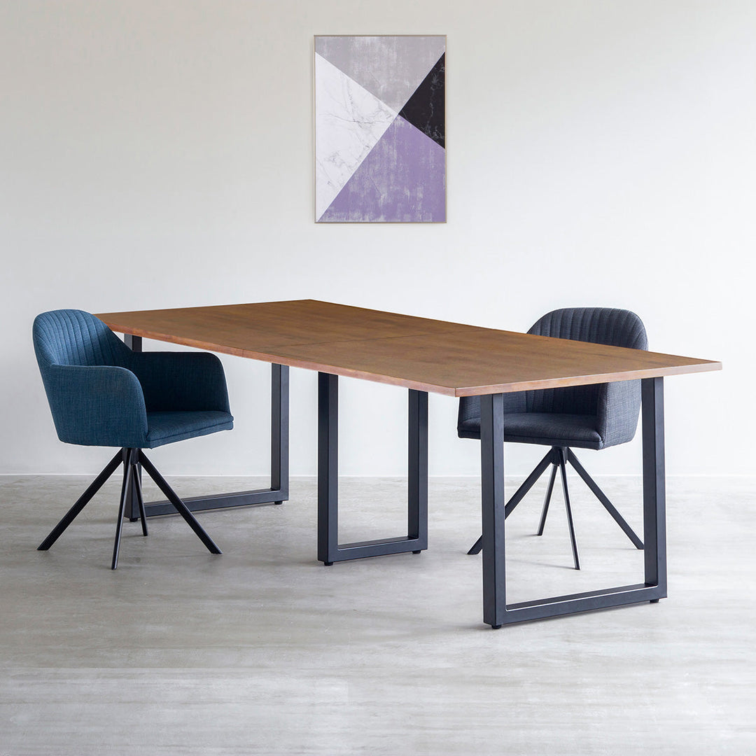 THE TABLE / ラバーウッド ブラウン × Black Steel × W181 - 300cm