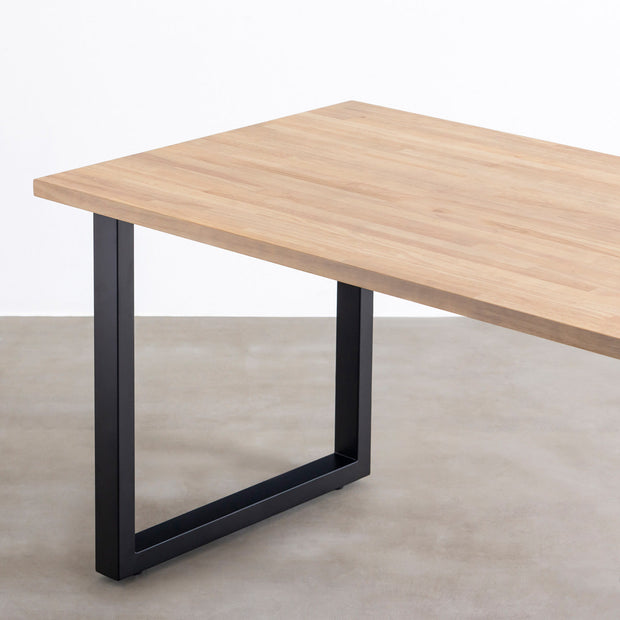 THE TABLE / ラバーウッド アッシュグレー × Black Steel × W181 - 200cm　配線トレー付き