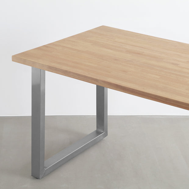 Kanademonoのラバーウッド アッシュグレー天板とステンレス脚を組み合わせたシンプルモダンな大型テーブル（天板と脚）