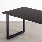Kanademonoのラバーウッド ブラックブラウン天板とブラック脚を組み合わせたシンプルモダンな大型テーブル（天板と脚）