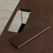 Kanademonoのラバーウッド ブラックブラウン天板とステンレス脚を組み合わせたシンプルモダンな幅連結タイプの特大テーブル（配線トレー付き）配線トレー2