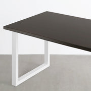 Kanademonoのラバーウッド ブラックブラウン天板とホワイト脚を組み合わせたシンプルモダンな大型テーブル（配線トレー付き）天板と脚