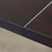 かなでもののブラックブラウンのラバーウッド天板とマットブラックのスクエアバー鉄脚を組み合わせたシンプルモダンな大型テーブル（天板連結部分）