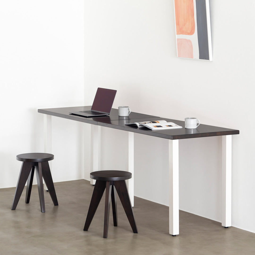 THE TABLE / ラバーウッド ブラックブラウン × White Steel × W181