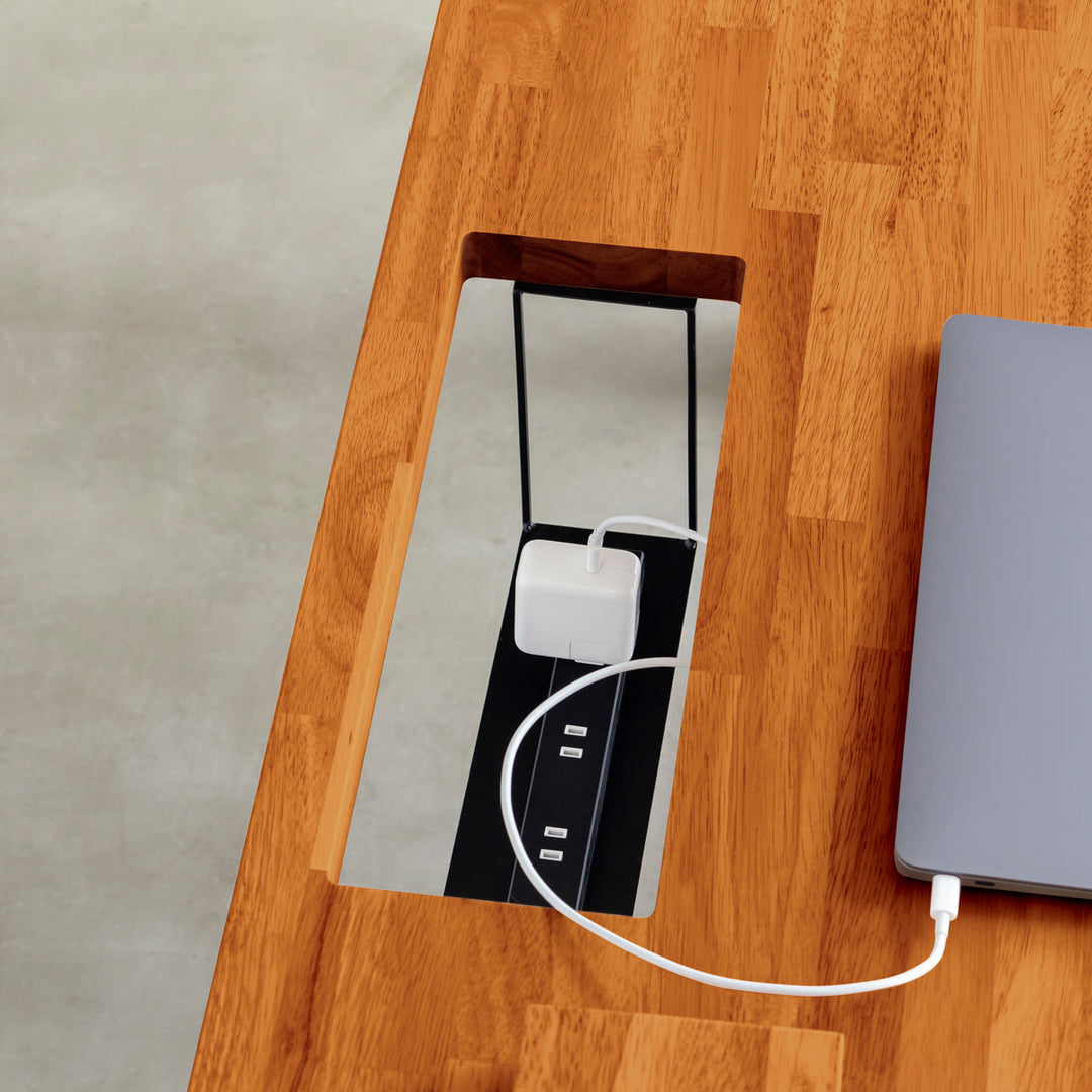 THE TABLE / ラバーウッド ブラウン × Stainless × W301 - 400cm 配線