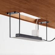 Kanademonoのラバーウッド ブラウン天板とブラック脚を組み合わせたシンプルモダンな幅連結タイプの特大テーブル（配線トレー付き）配線トレー5