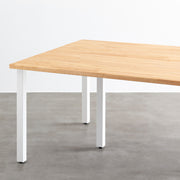 KANADMEONOのラバーウッドナチュラル天板とスクエアバー型のマットホワイト脚を組み合わせた大型テーブル（天板と脚）