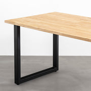 Kanademonoのラバーウッド アッシュグレー天板とブラック脚を組み合わせたシンプルモダンな大型テーブル（配線トレー付き）天板と脚
