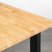 Kanademonoのラバーウッド アッシュグレー天板とブラック脚を組み合わせたシンプルモダンな大型テーブル（配線トレー付き）天板角