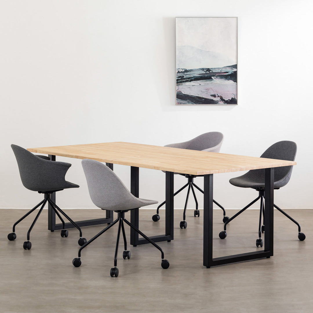 THE TABLE / ラバーウッド ナチュラル × Black Steel × W181 - 300cm