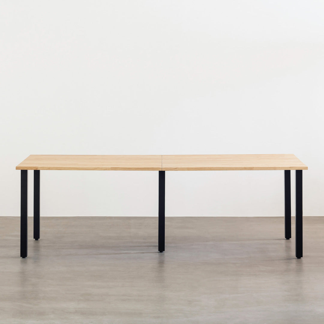 T1238☆展示品☆カナデモノ　テーブル　ラバーウッド　W1400　アイアン THE TABLE / ラバーウッド ナチュラル × Black Steel – KANADEMONO