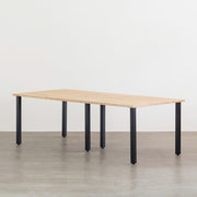 かなでもののナチュラルテイストなラバーウッドとマットブラック鉄脚を組み合わせたシンプルモダンな大型テーブル