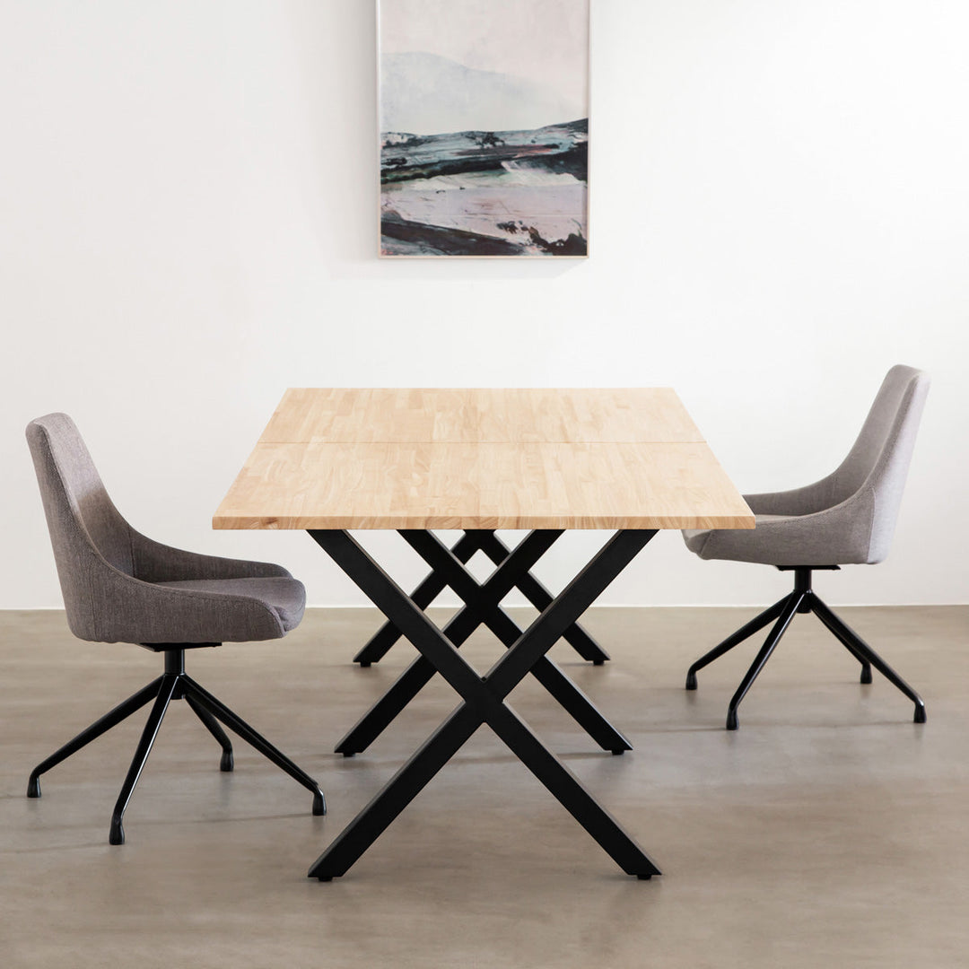 THE TABLE / ラバーウッド ナチュラル × Black Steel × W181 - 300cm