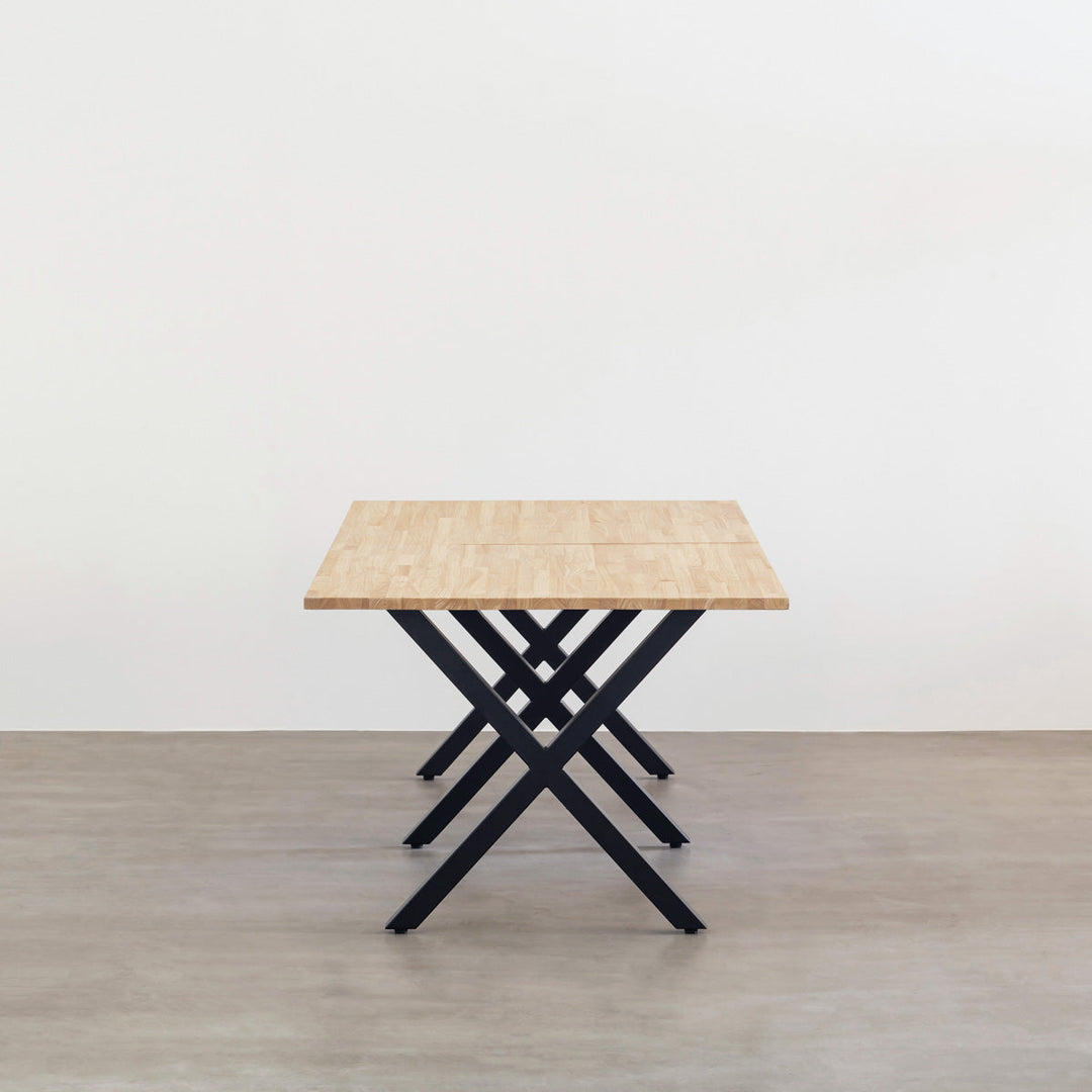 THE TABLE / ラバーウッド ナチュラル × Black Steel × W181 - 300cm