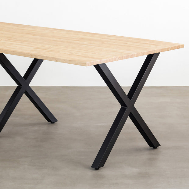 かなでもののナチュラルテイストなラバーウッドとマットブラックX鉄脚を組み合わせたシンプルモダンな大型テーブル（天板と脚）