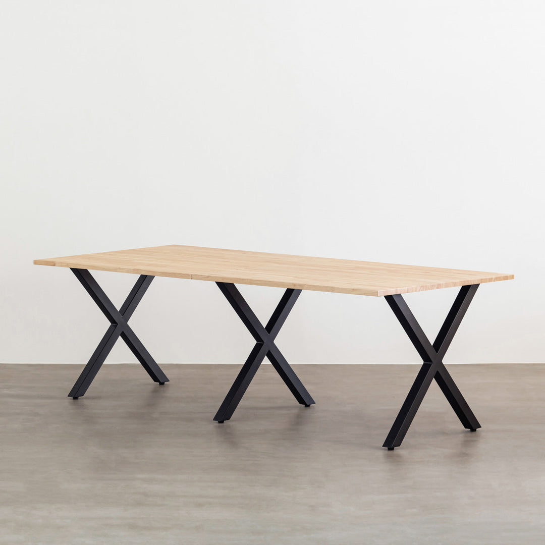 THE TABLE / ラバーウッド ナチュラル × Black Steel × W181 - 300cm