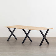かなでもののナチュラルテイストなラバーウッドとマットブラックX鉄脚を組み合わせたシンプルモダンな大型テーブル2