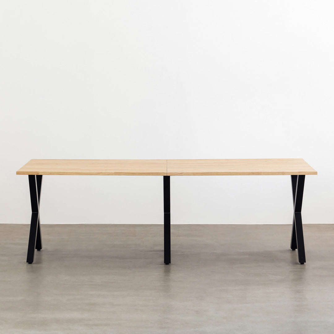 THE TABLE / ラバーウッド ナチュラル × Black Steel × W181 - 300cm