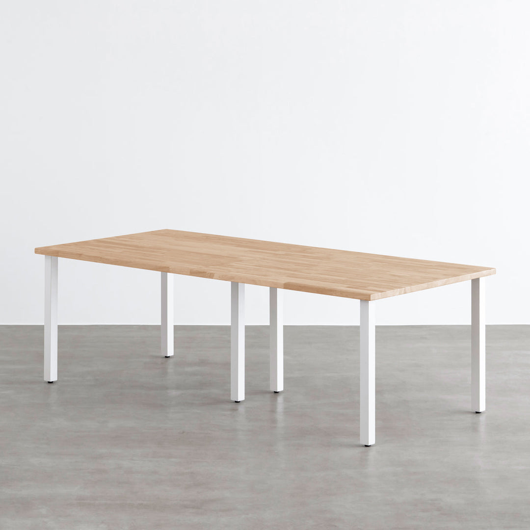 kanademono ラバーウッドナチュラル　110×60 スクエアバー THE TABLE / ラバーウッド アッシュグレー × White Steel × W181