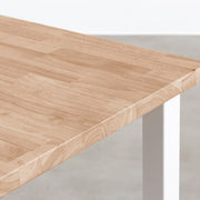 KANADEMONOのラバーウッドアッシュ天板とホワイトの角柱鉄脚を組み合わせたシンプルモダンな大型テーブル（角）