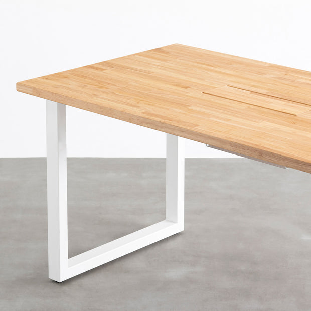 Kanademonoのラバーウッド ナチュラル天板とホワイト脚を組み合わせたシンプルモダンな大型テーブル（天板と脚）