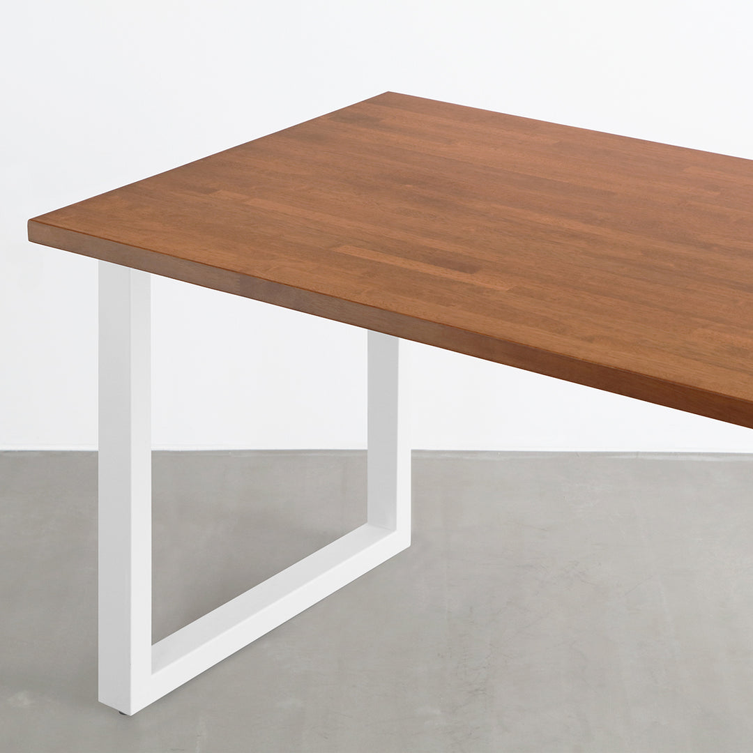 【あ】KANADEMONO THE TABLE / ラバーウッド ブラウン THE TABLE / ラバーウッド ブラウン × White Steel × W181 - 200cm