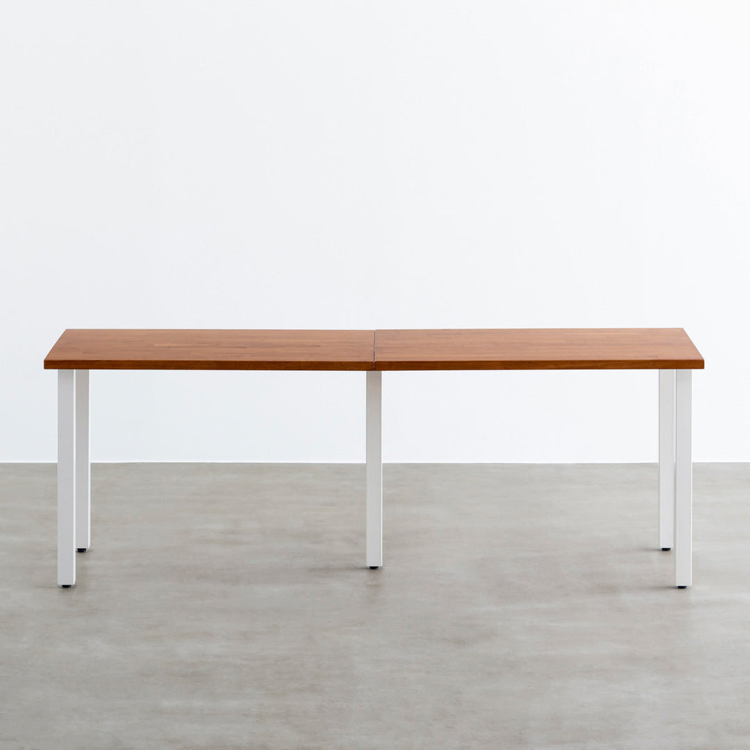 KANADEMONO デスク ラバーウッド White脚 THE TABLE / ラバーウッド ブラウン × Colored Steel 全8色 NATURE