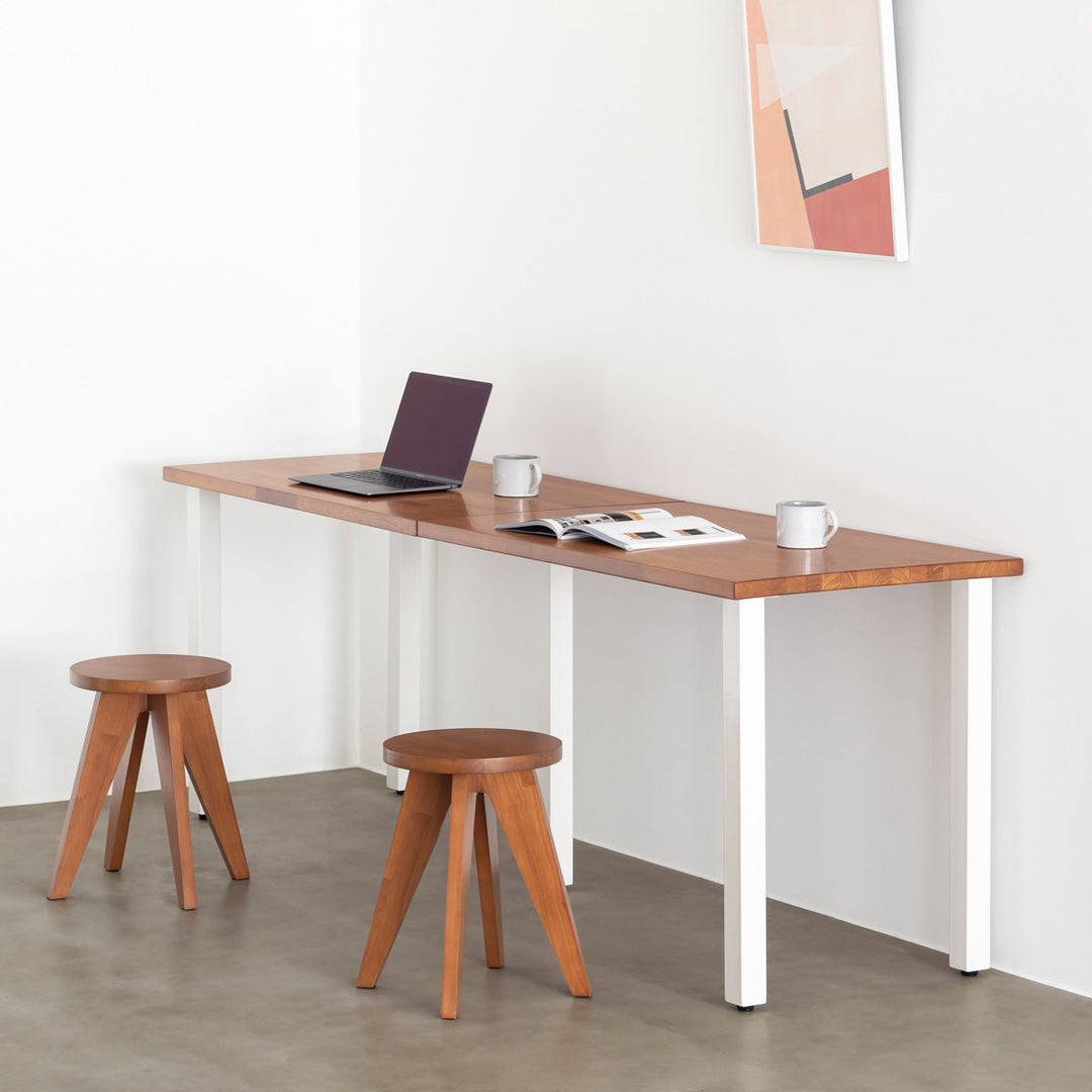 THE TABLE / ラバーウッド ブラウン × White Steel × W181 - 300cm D40