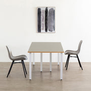 THE TABLE / リノリウム ベージュ・グレー系 × White Steel × W181 - 300cm