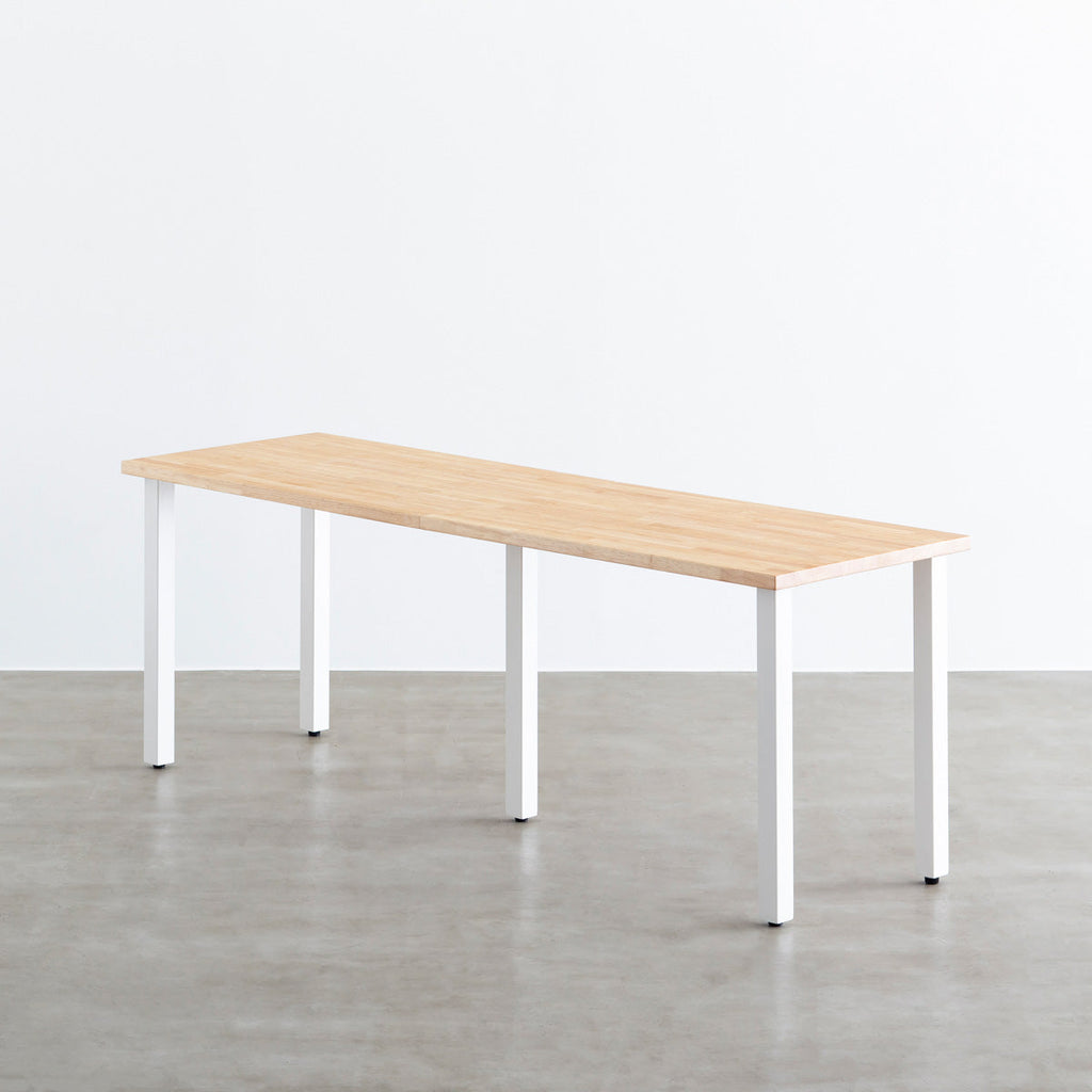 THE TABLE / ラバーウッド ナチュラル × White Steel × W181 - 300cm D40 - 69cm