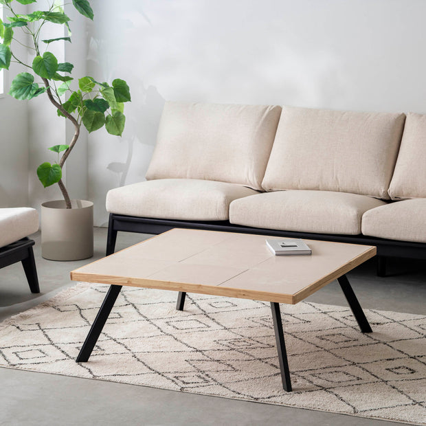 THE LOW TABLE / 砂岩 ブランコドマール × ラバーウッド × Black Steel