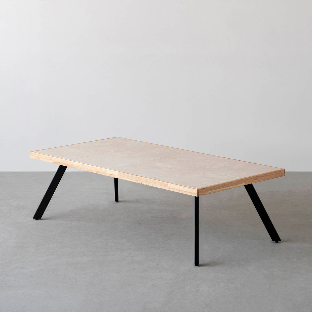 THE LOW TABLE / 大理石 ココナッツベージュ × ラバーウッド × Black