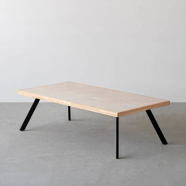 THE LOW TABLE / 大理石 ココナッツベージュ × ラバーウッド × Black Steel