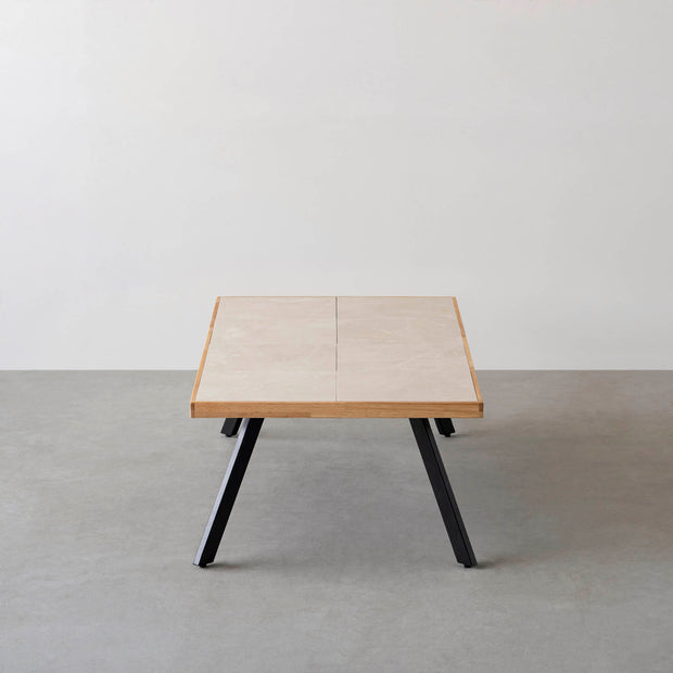 THE LOW TABLE / 大理石 ココナッツベージュ × ラバーウッド × Black Steel