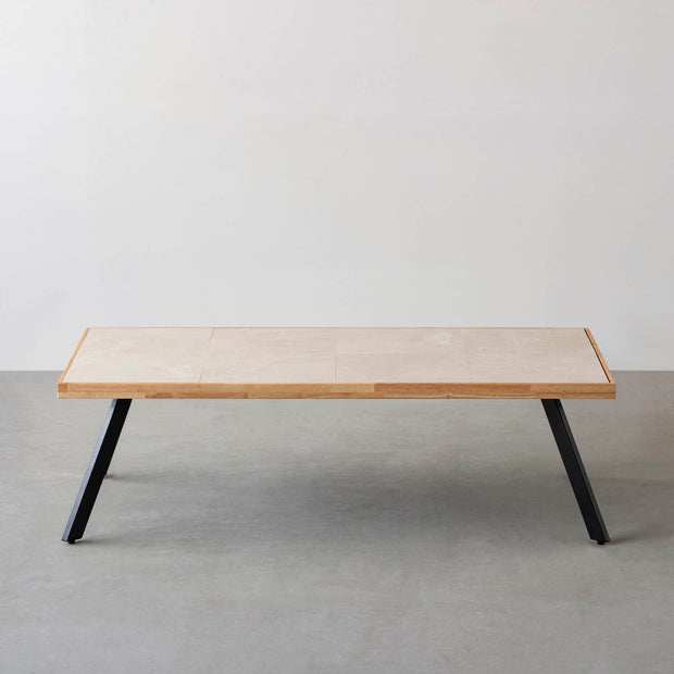 THE LOW TABLE / 大理石 ココナッツベージュ × ラバーウッド × Black Steel