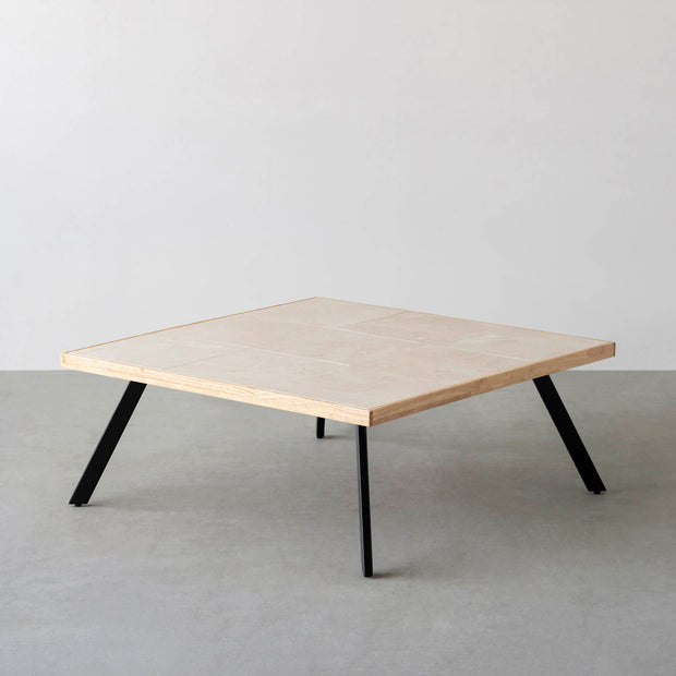 THE LOW TABLE / 大理石 ココナッツベージュ × ラバーウッド × Black Steel
