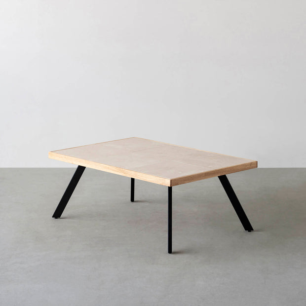 THE LOW TABLE / 大理石 ココナッツベージュ × ラバーウッド × Black Steel