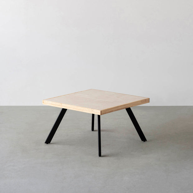 THE LOW TABLE / 大理石 ココナッツベージュ × ラバーウッド × Black Steel