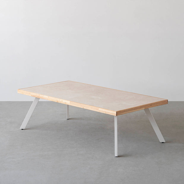 THE LOW TABLE / 大理石 ココナッツベージュ × ラバーウッド × White Steel