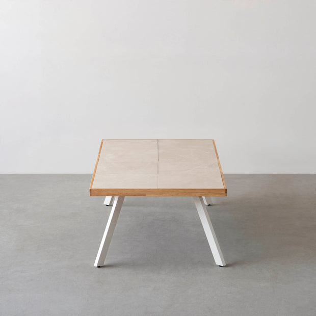 THE LOW TABLE / 大理石 ココナッツベージュ × ラバーウッド × White Steel
