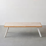THE LOW TABLE / 大理石 ココナッツベージュ × ラバーウッド × White Steel