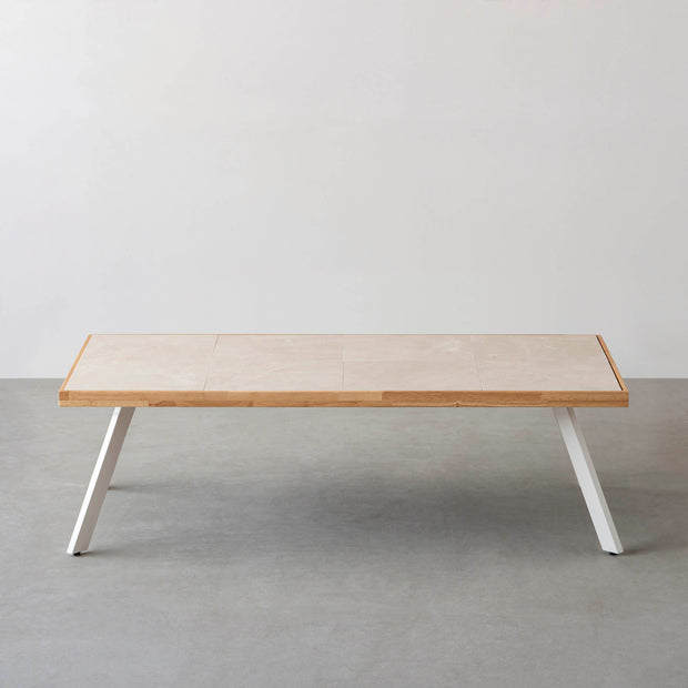 THE LOW TABLE / 大理石 ココナッツベージュ × ラバーウッド × White Steel