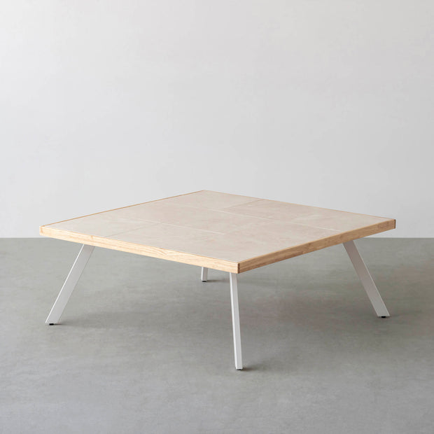 THE LOW TABLE / 大理石 ココナッツベージュ × ラバーウッド × White Steel