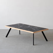 THE LOW TABLE / 大理石 黒白根 × ラバーウッド × Black Steel