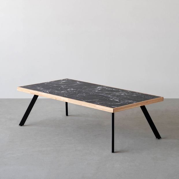 THE LOW TABLE / 大理石 黒白根 × ラバーウッド × Black Steel