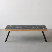 THE LOW TABLE / 大理石 黒白根 × ラバーウッド × Black Steel