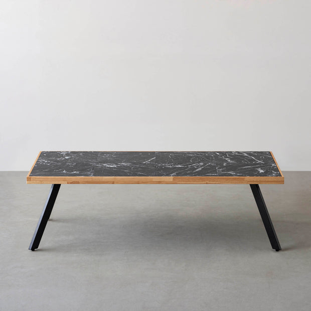 THE LOW TABLE / 大理石 黒白根 × ラバーウッド × Black Steel