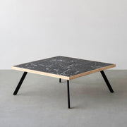 THE LOW TABLE / 大理石 黒白根 × ラバーウッド × Black Steel