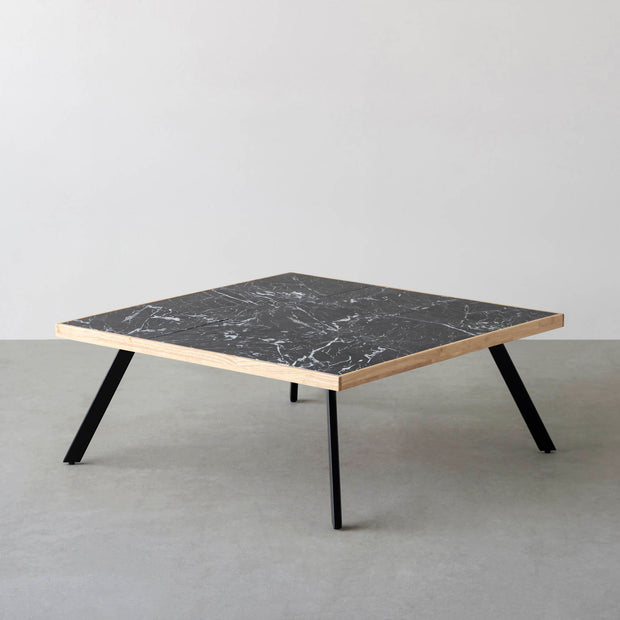 THE LOW TABLE / 大理石 黒白根 × ラバーウッド × Black Steel