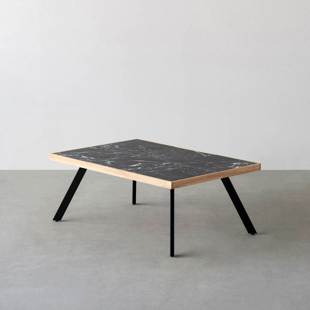 THE LOW TABLE / 大理石 黒白根 × ラバーウッド × Black Steel